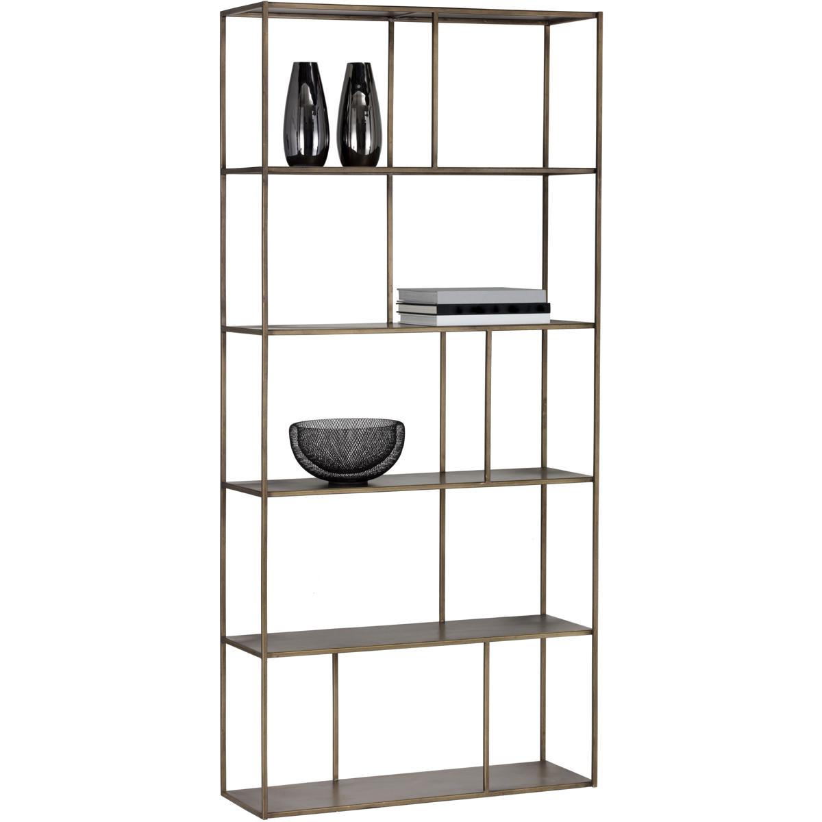 Cantrell Industrial Loft Antique Brass Iron 5 Tier Display Case